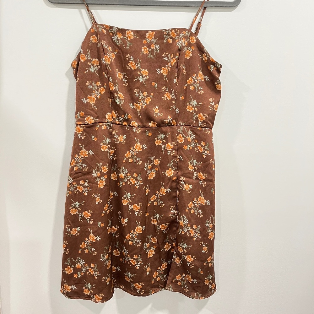 brown floral francesca's mini dress